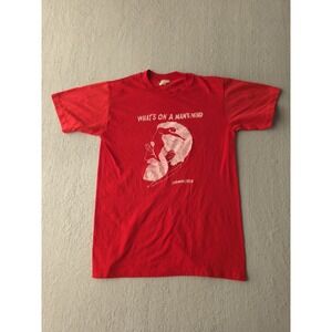 Vintage 1980s What's On A Man's Mind Sigmund Freud Stedman Red T-shirt M